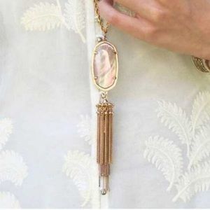 Kendra Scott ~~ Rayne Gold Long Pendant Necklace in Ivory Mother-of-Pearl